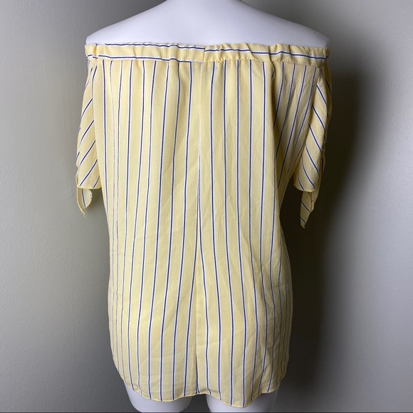 Rue21 Plus Yellow Blue Stripe Off Shoulder Blouse - Picture 3 of 4